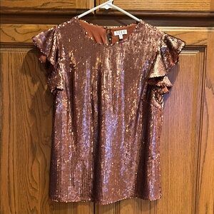 TCEC women’s copper bronze sequin top